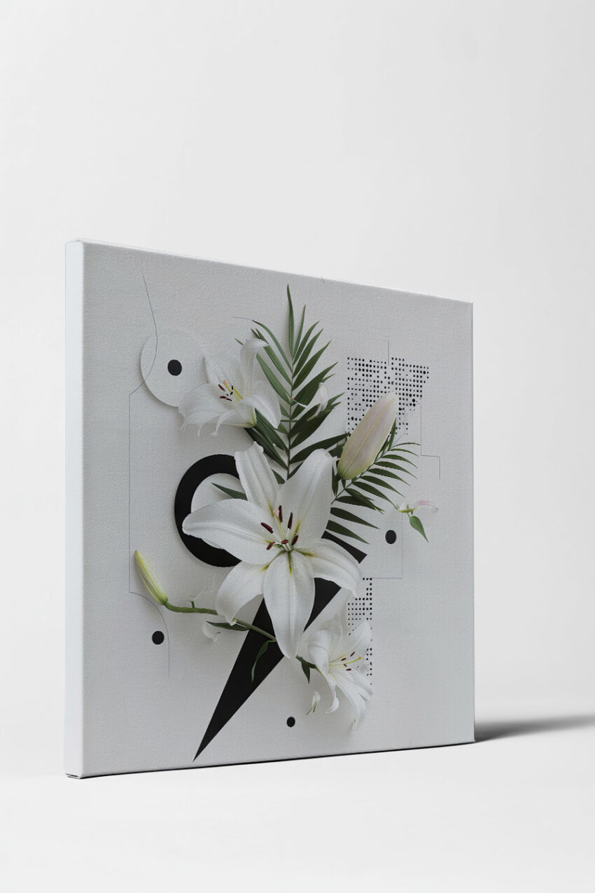 Grafik Poster Lilie weiß grün minimalistisch