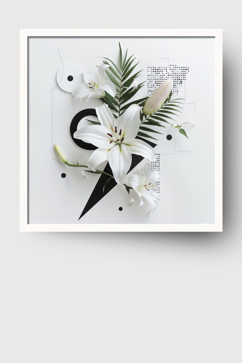 Grafik Poster Lilie weiß grün minimalistisch