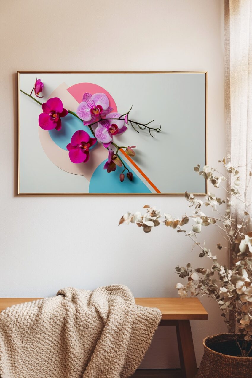 Fotografie Poster Orchideenzweig rosa pink botanisch