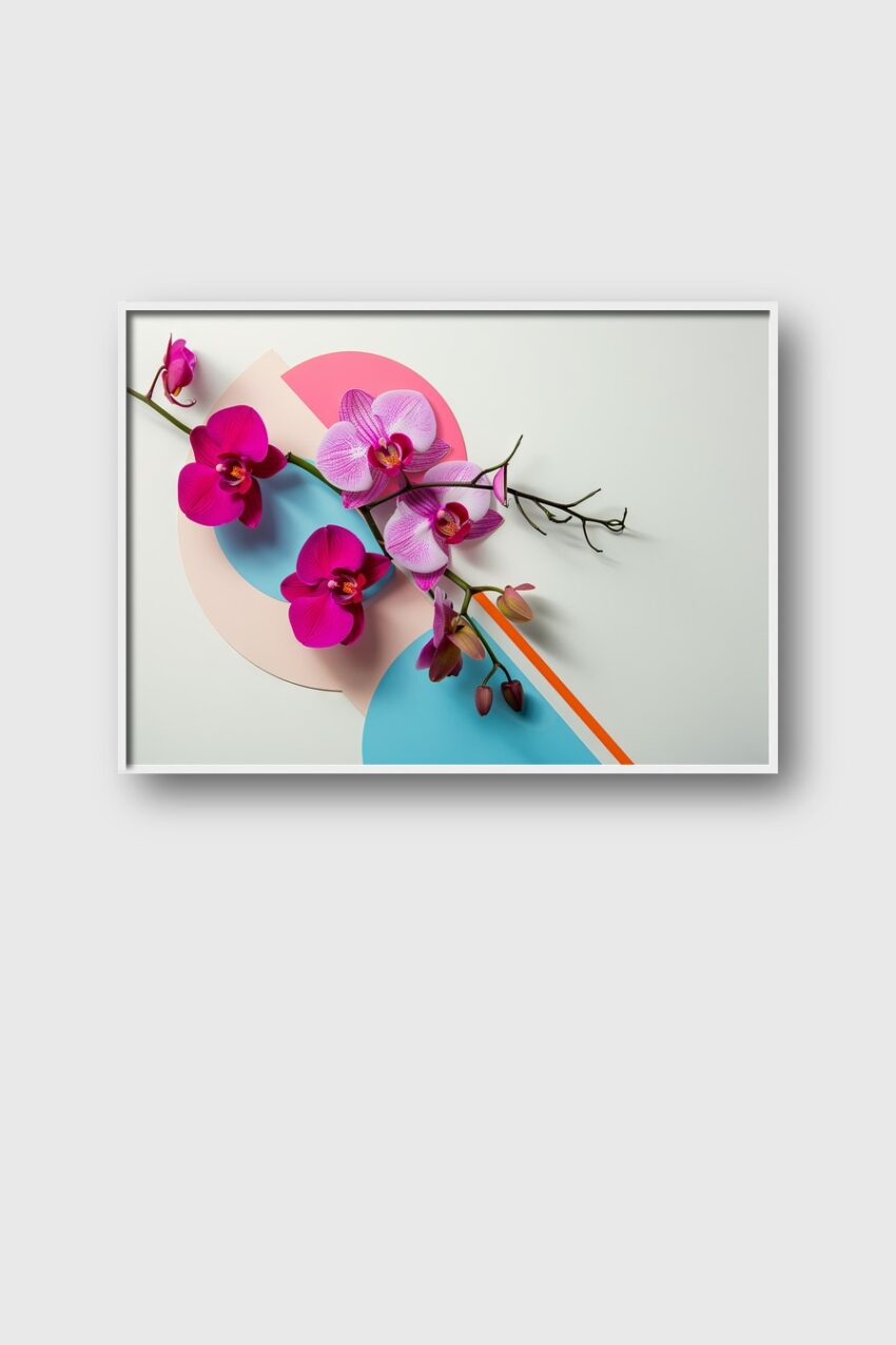 Fotografie Poster Orchideenzweig rosa pink botanisch