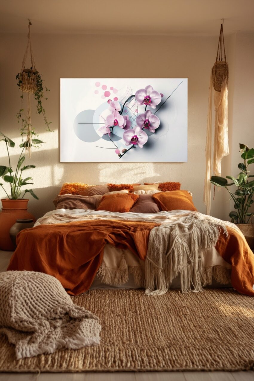 Grafik Poster Orchidee rosa minimalistisch floral