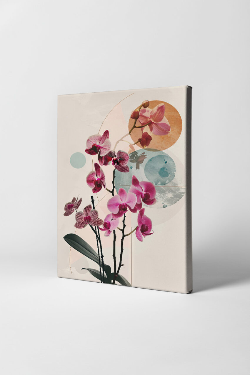 Illustration Poster Orchidee rosa abstrakt Kreise