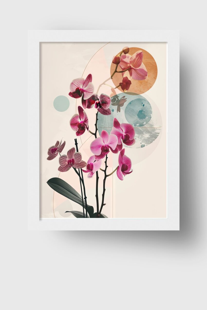 Illustration Poster Orchidee rosa abstrakt Kreise