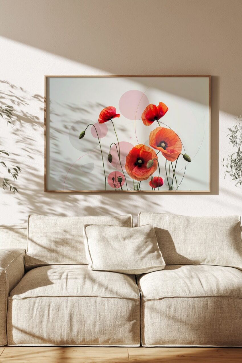 Grafik Poster Mohnblumen rot minimalistisch