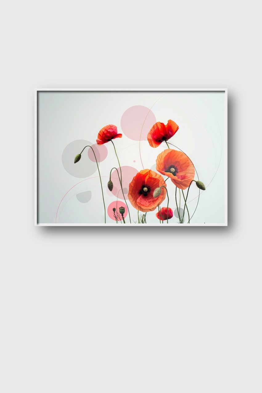 Grafik Poster Mohnblumen rot minimalistisch
