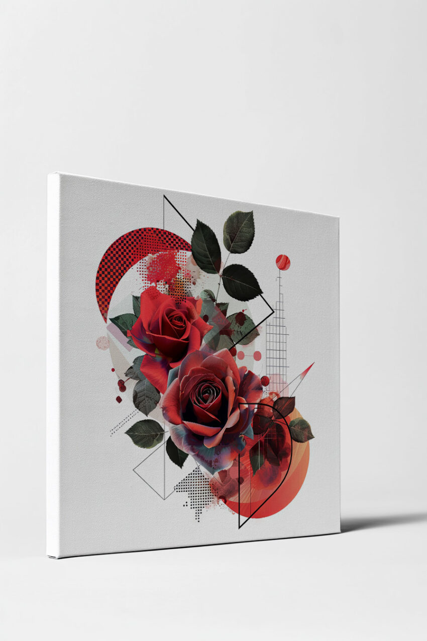 Grafik Poster Rosen grafisch rot grün