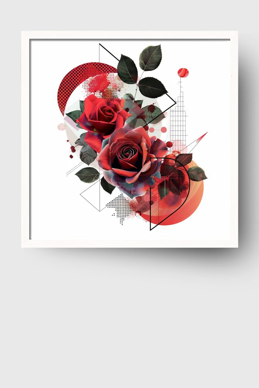 Grafik Poster Rosen grafisch rot grün