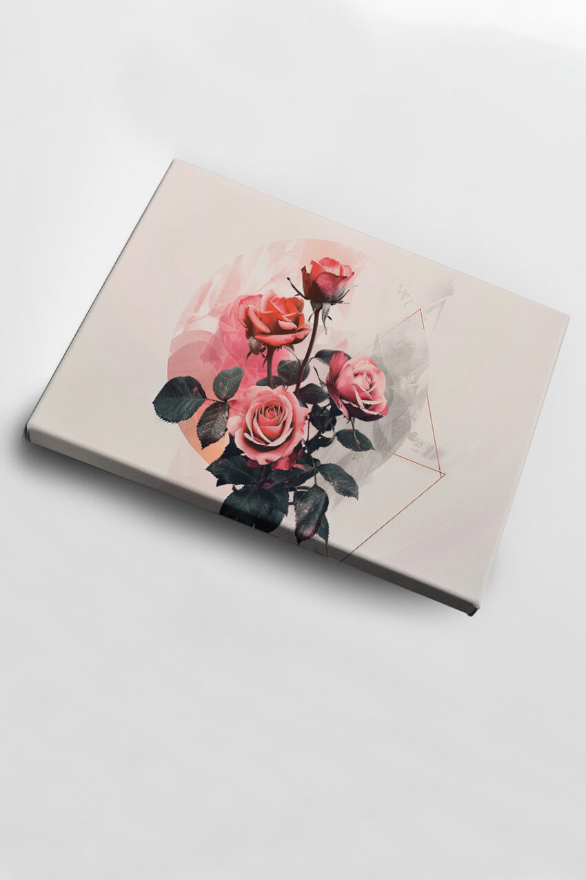 Digitale Kunst Poster Rosenzweig rosa grün minimalistisch