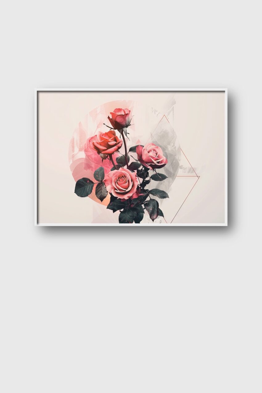 Digitale Kunst Poster Rosenzweig rosa grün minimalistisch