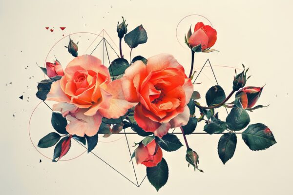 Rosenzweig rot Gerahmt