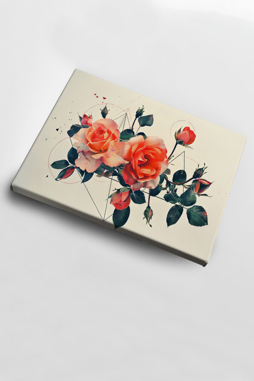 Grafik Poster Rosenzweig rot grün minimalistisch