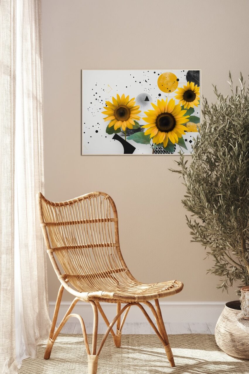 Illustration Poster Sonnenblumen gelb minimalistisch