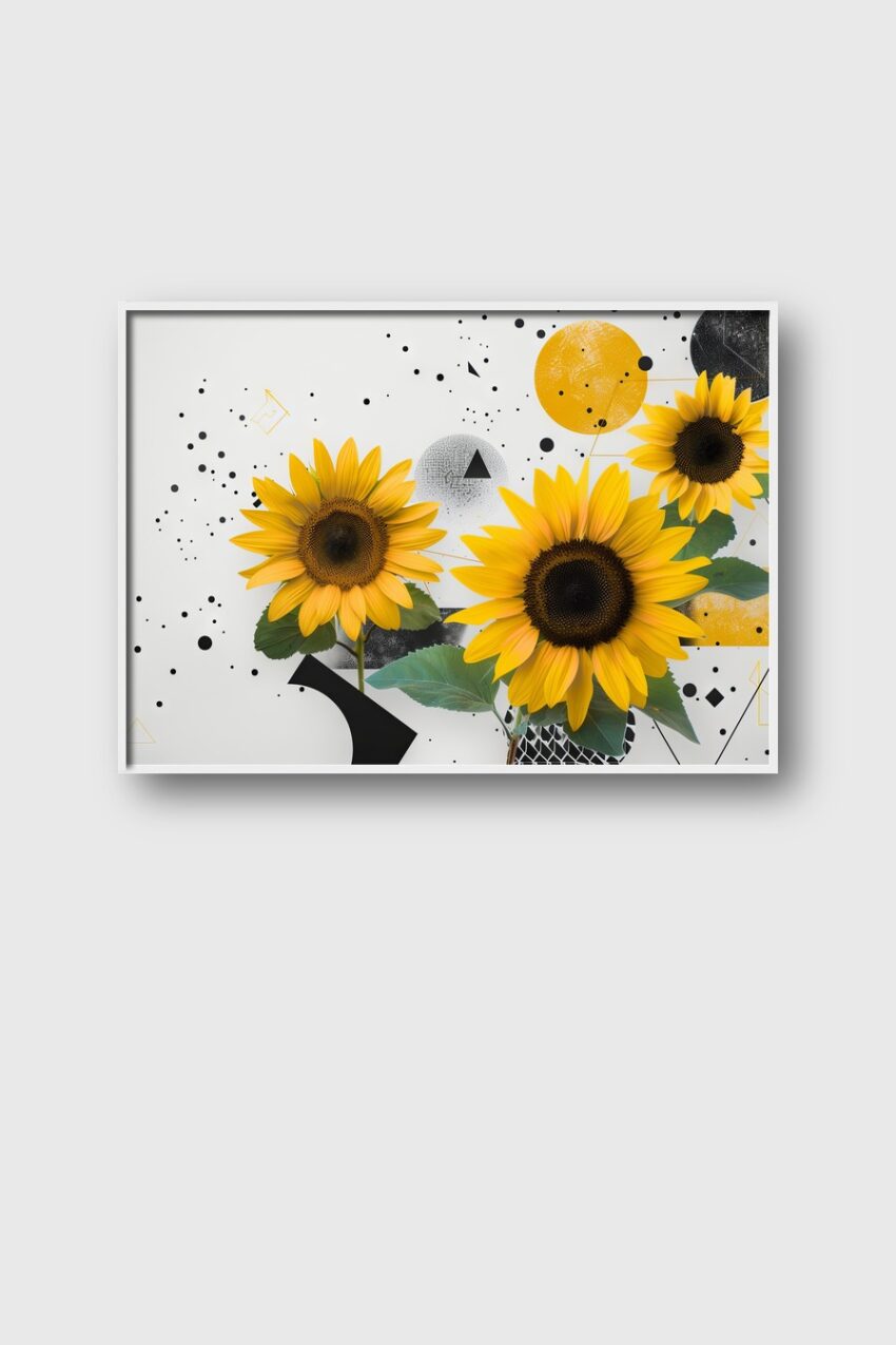 Illustration Poster Sonnenblumen gelb minimalistisch