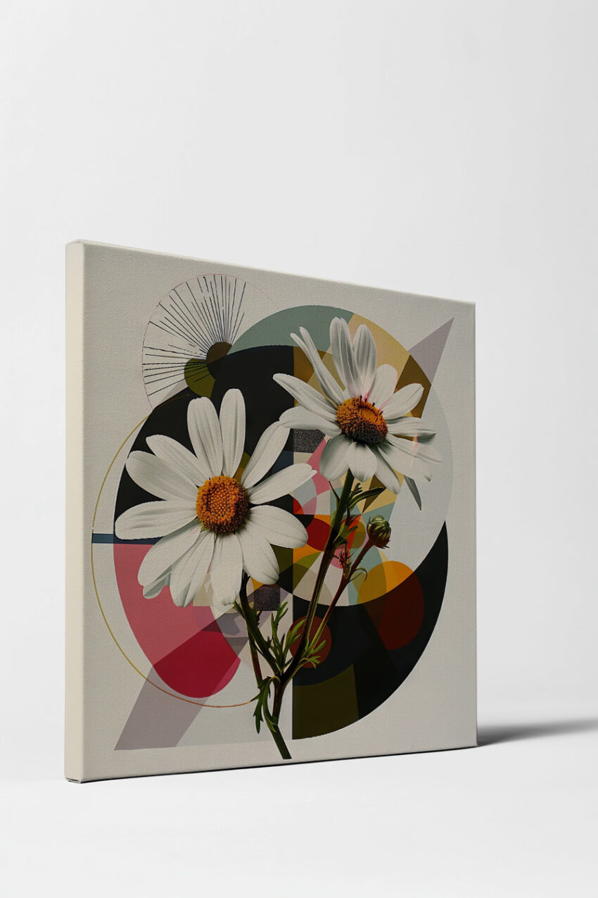 Grafik Poster Gänseblümchen abstrakt weiß gelb