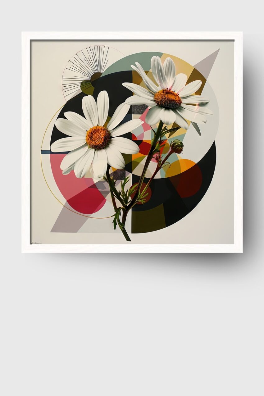 Grafik Poster Gänseblümchen abstrakt weiß gelb