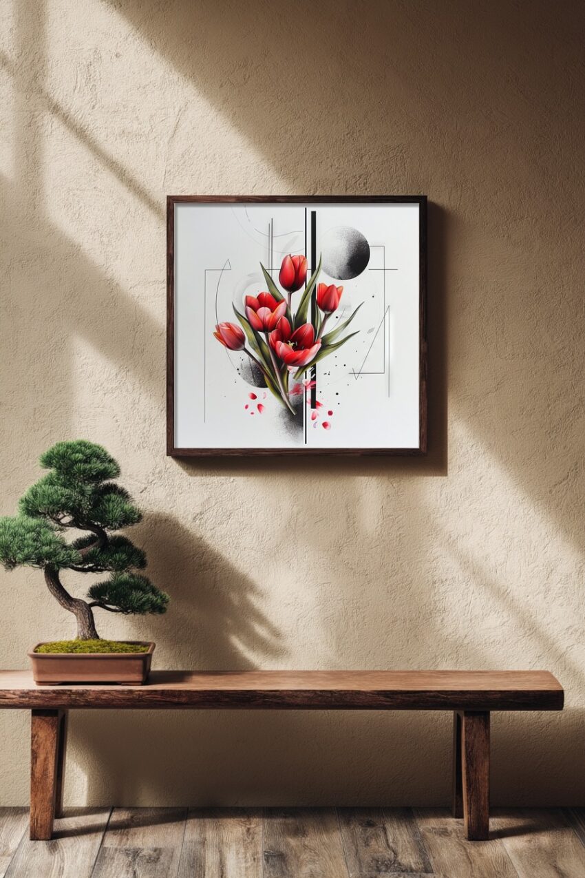 Digitale Kunst Poster Tulpen rot minimalistisch