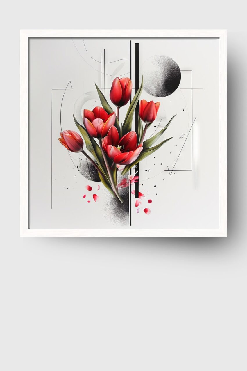 Digitale Kunst Poster Tulpen rot minimalistisch