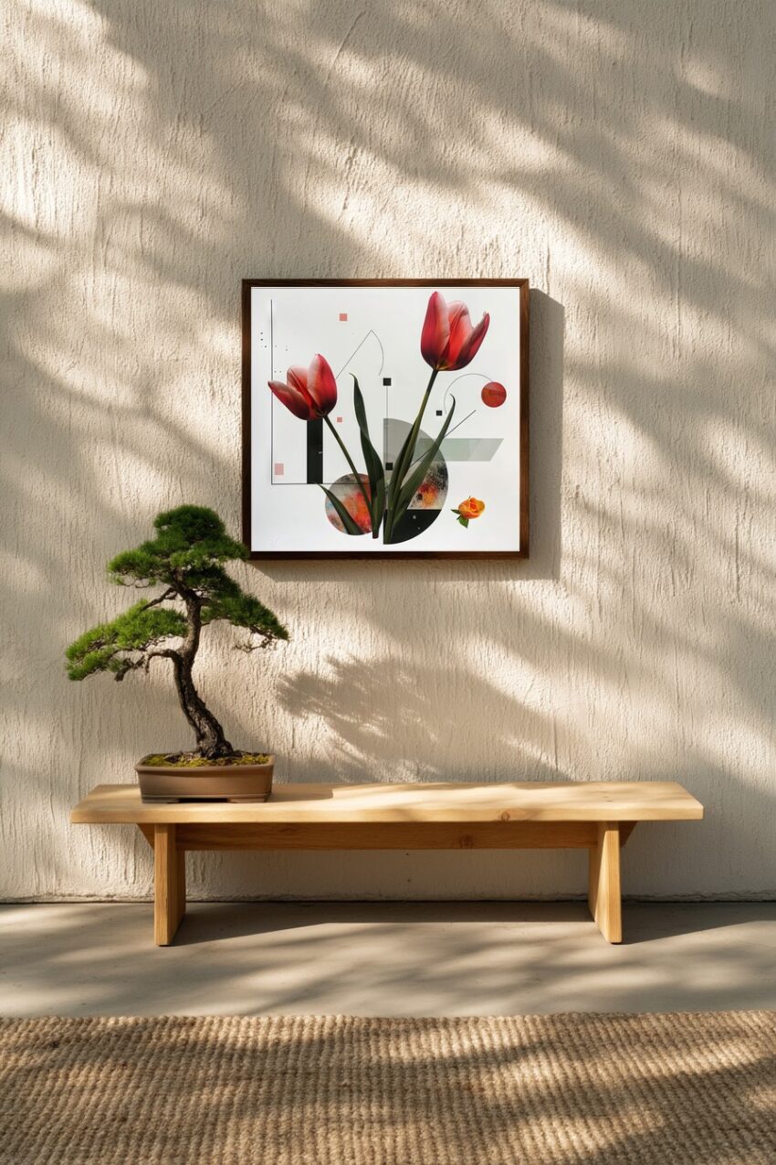 Grafik Poster Tulpe abstrakt rot grün