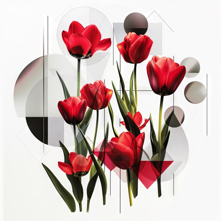 Grafik Poster Tulpen rot minimalistisch botanisch