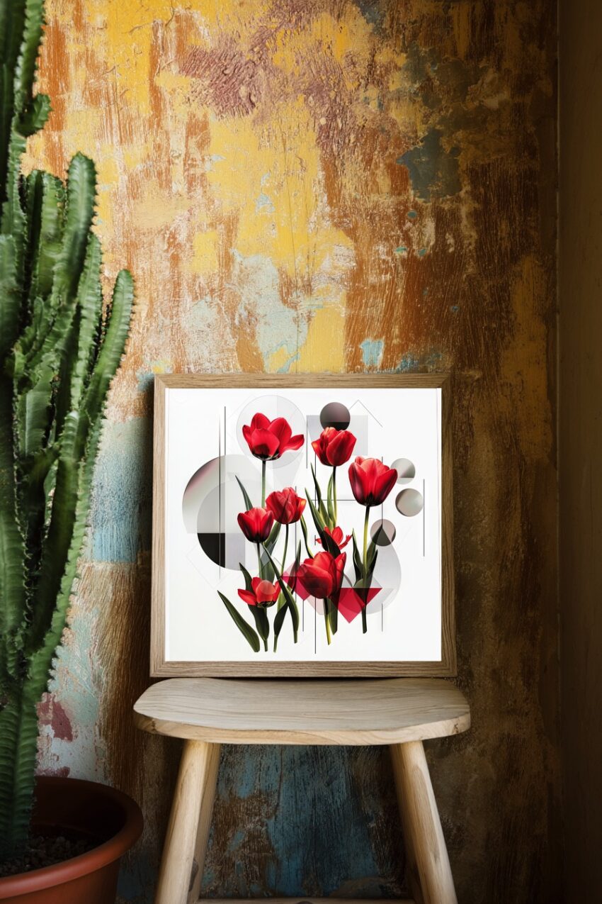 Grafik Poster Tulpen rot minimalistisch botanisch