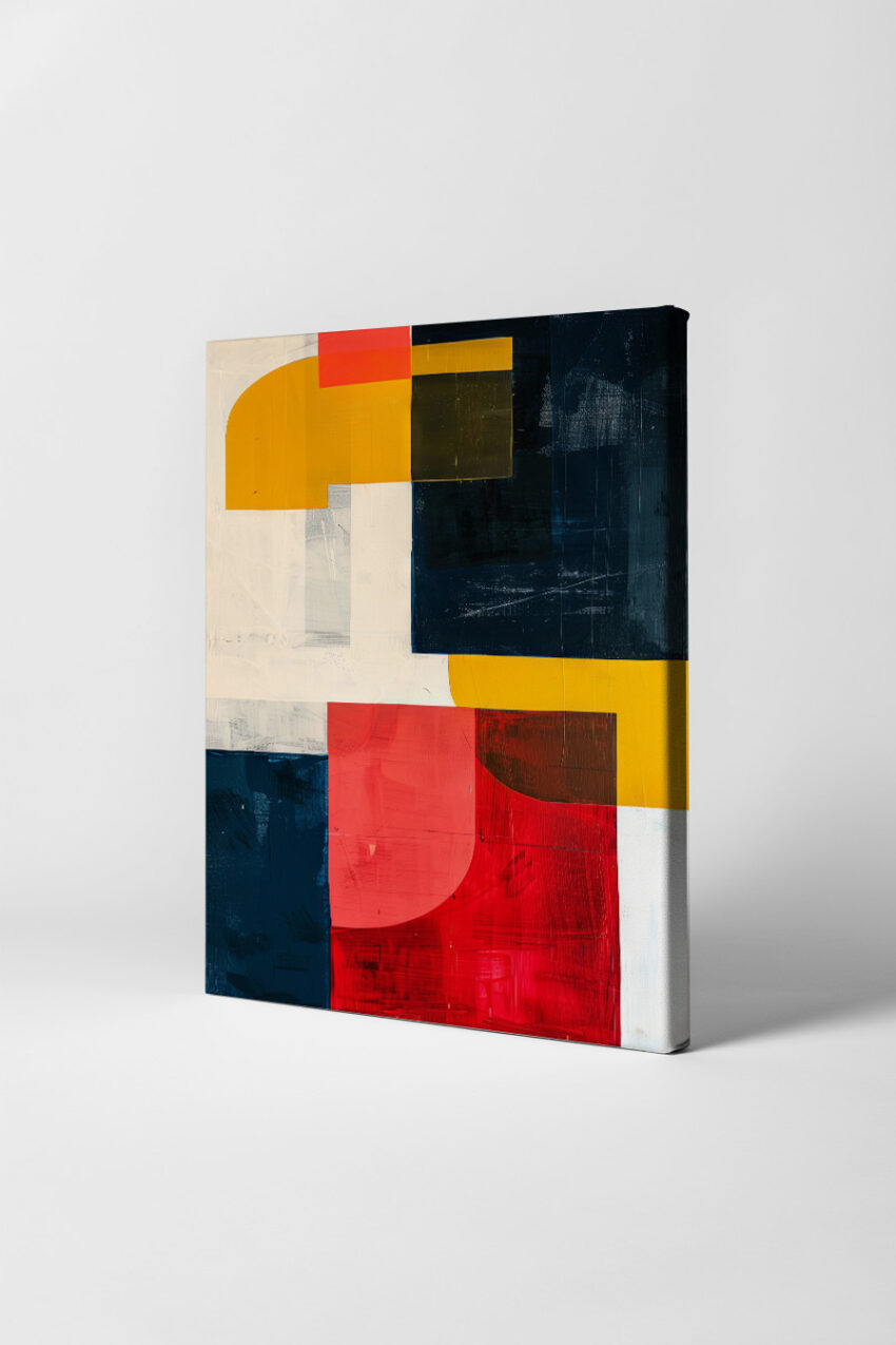 Grafik Poster abstrakte Formen rot gelb dunkelblau