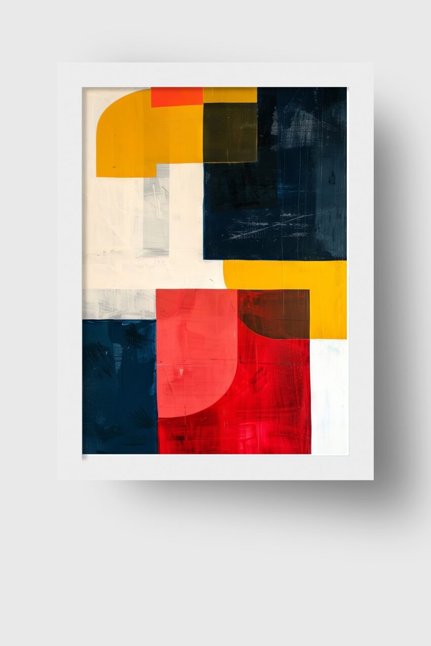 Grafik Poster abstrakte Formen rot gelb dunkelblau