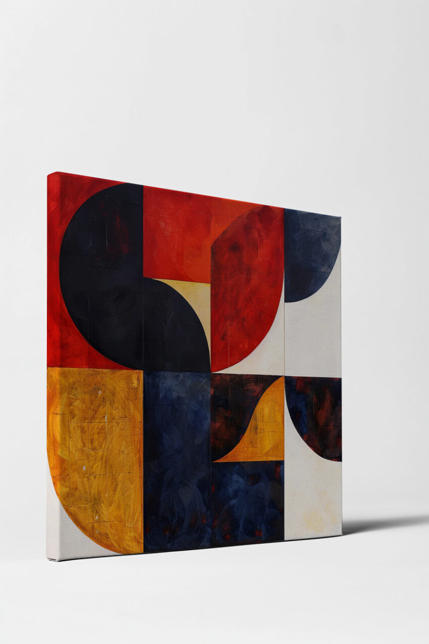 Grafikdesign Poster geometrische Formen bunt rot gelb dunkelblau