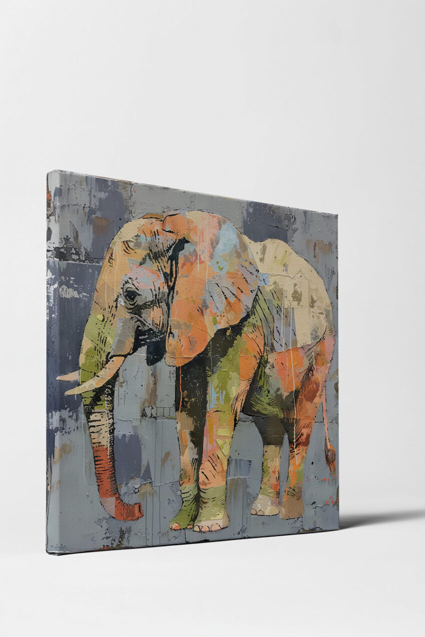 Illustration Poster Elefant bunt mehrfarbig