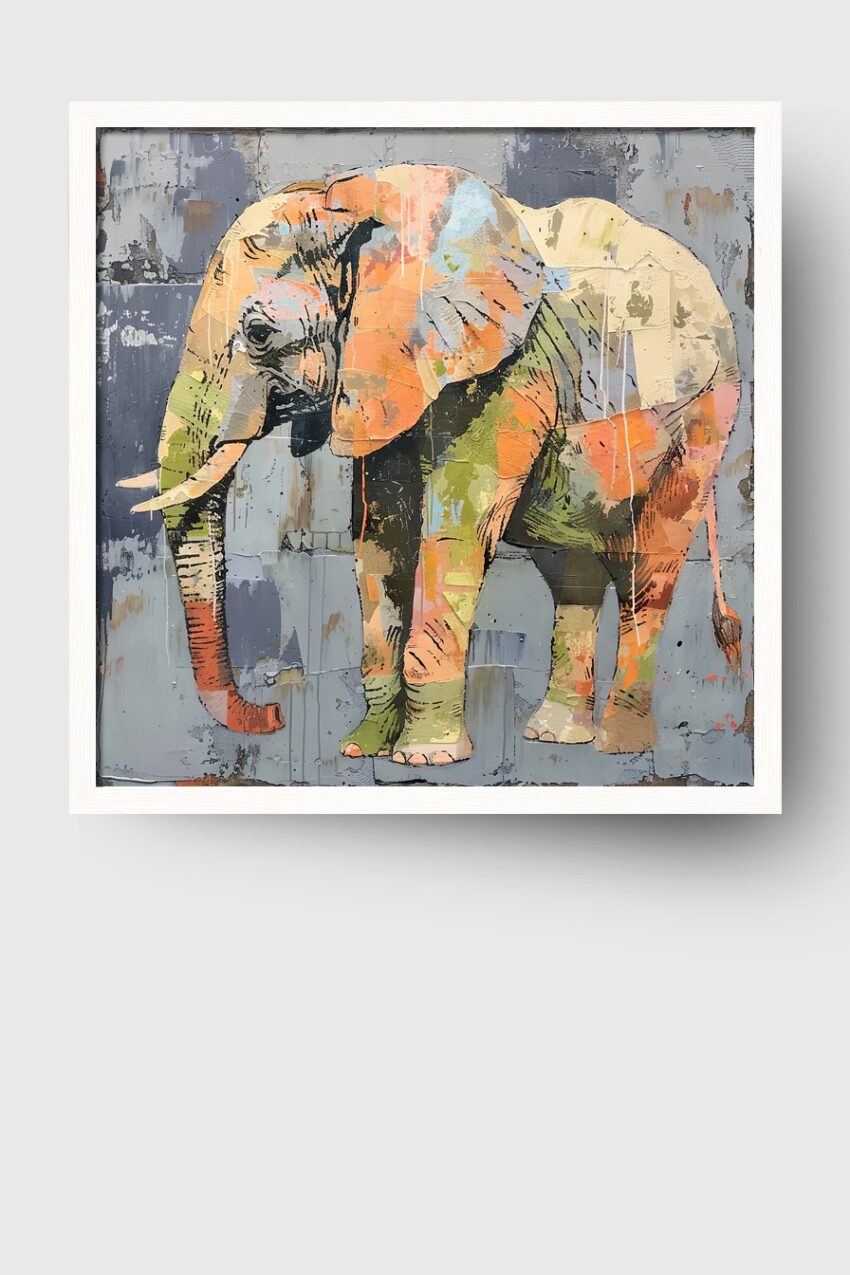Illustration Poster Elefant bunt mehrfarbig