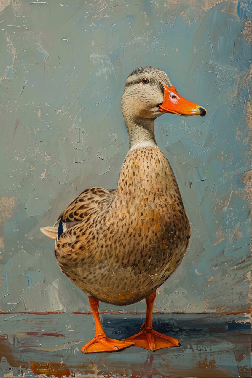 Fotografie Poster Stockente stehend naturgetreu orange braun