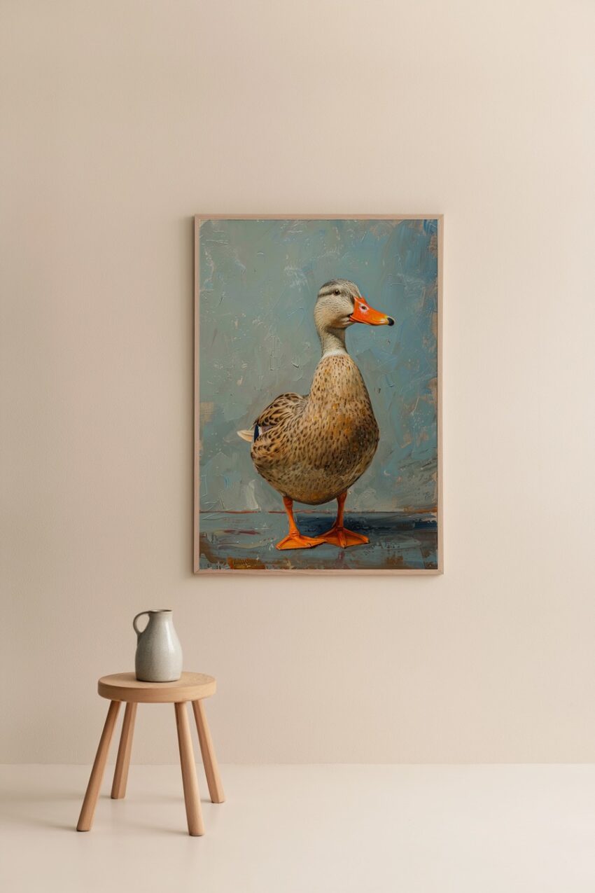 Fotografie Poster Stockente stehend naturgetreu orange braun