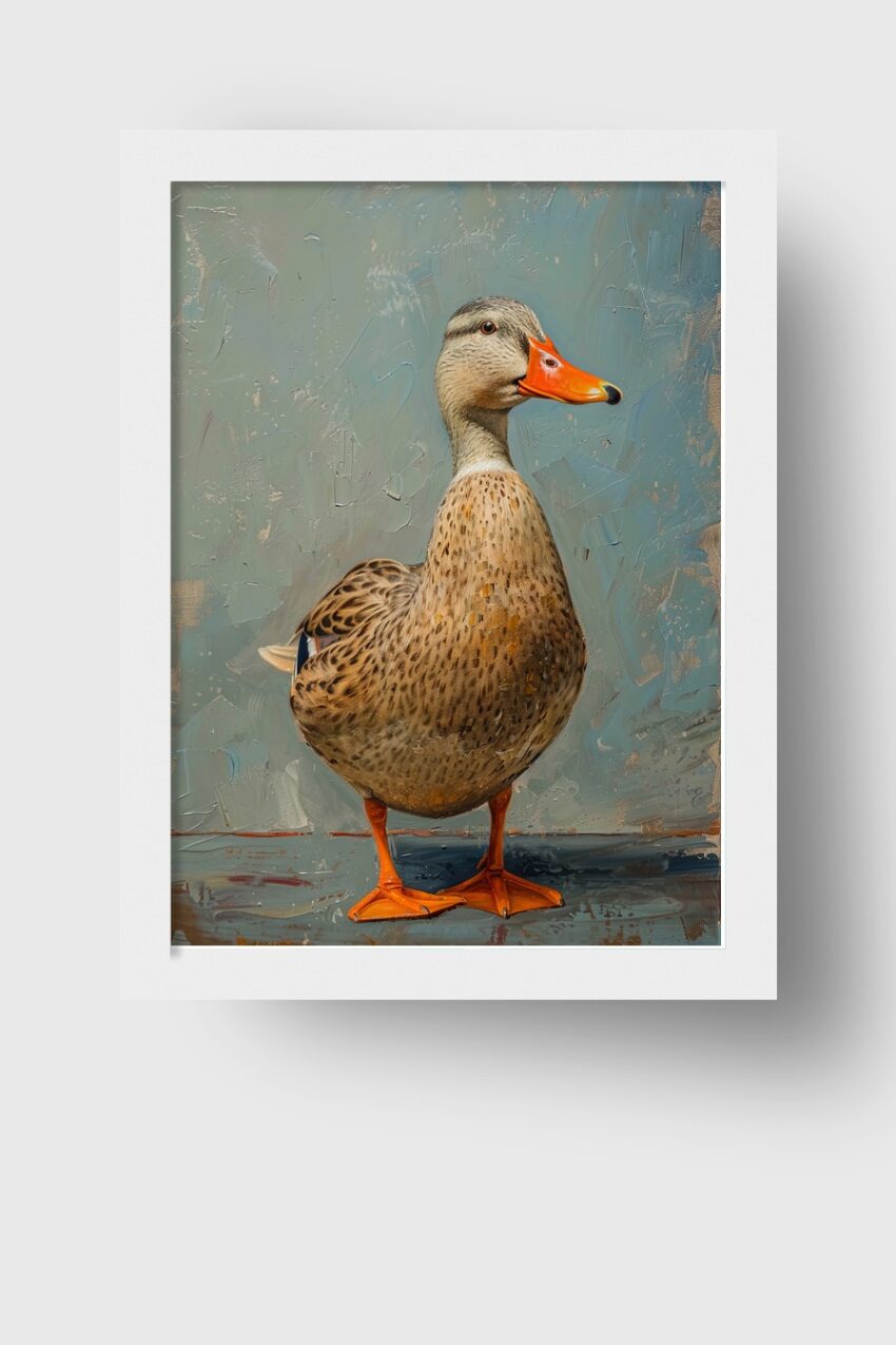 Fotografie Poster Stockente stehend naturgetreu orange braun