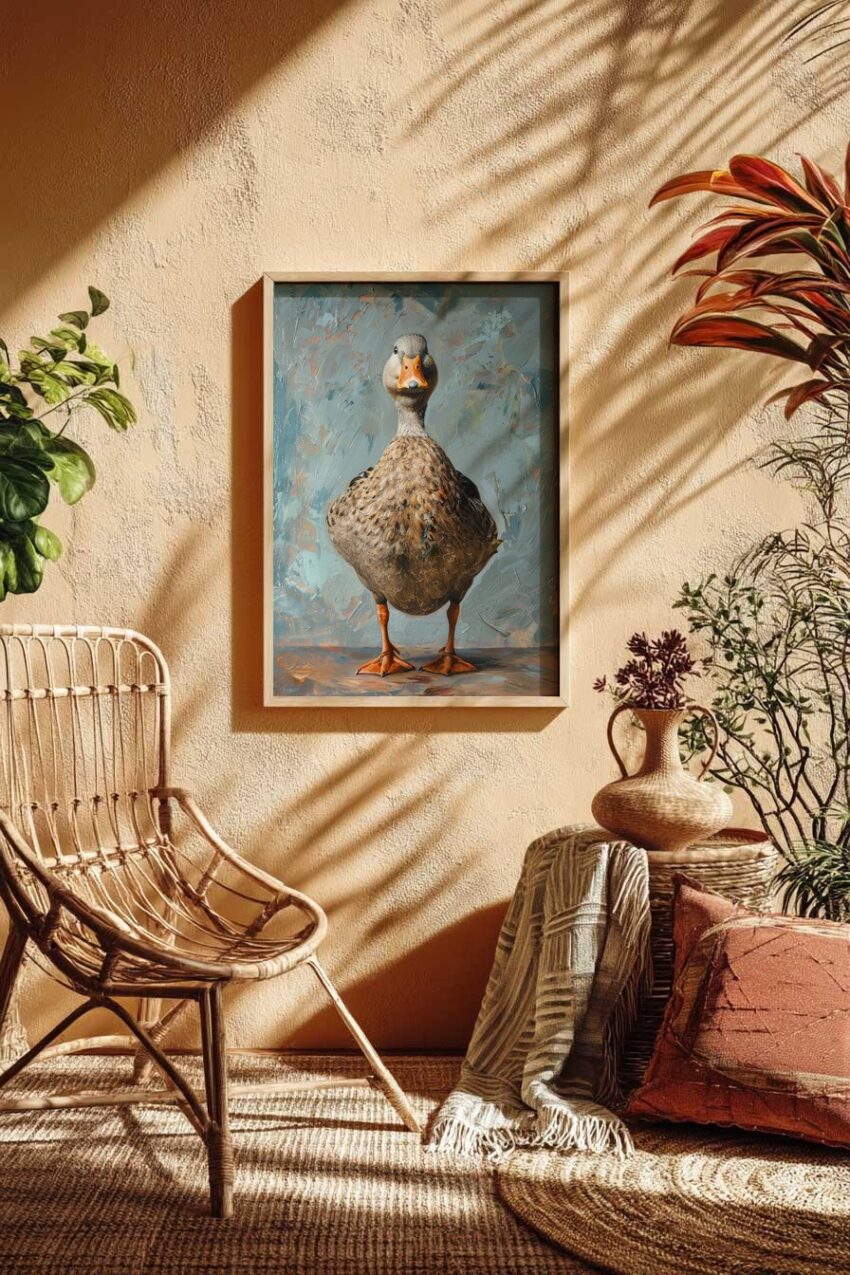 Fotografie Poster Stockente frontal naturnah braun grau