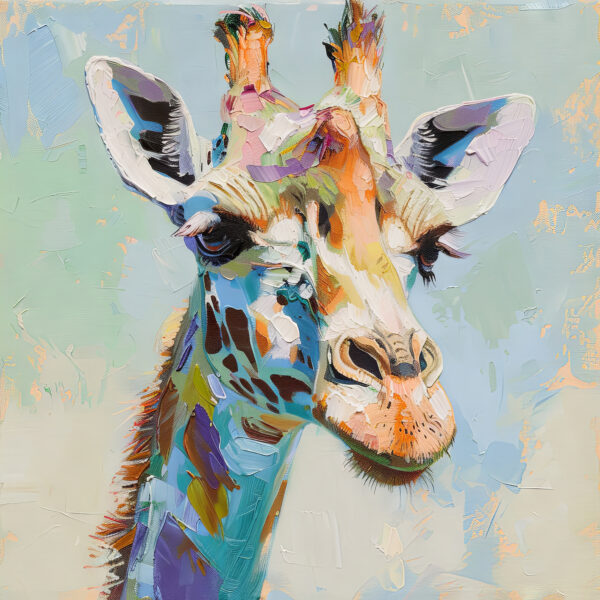 Giraffe bunt Leinwandbild