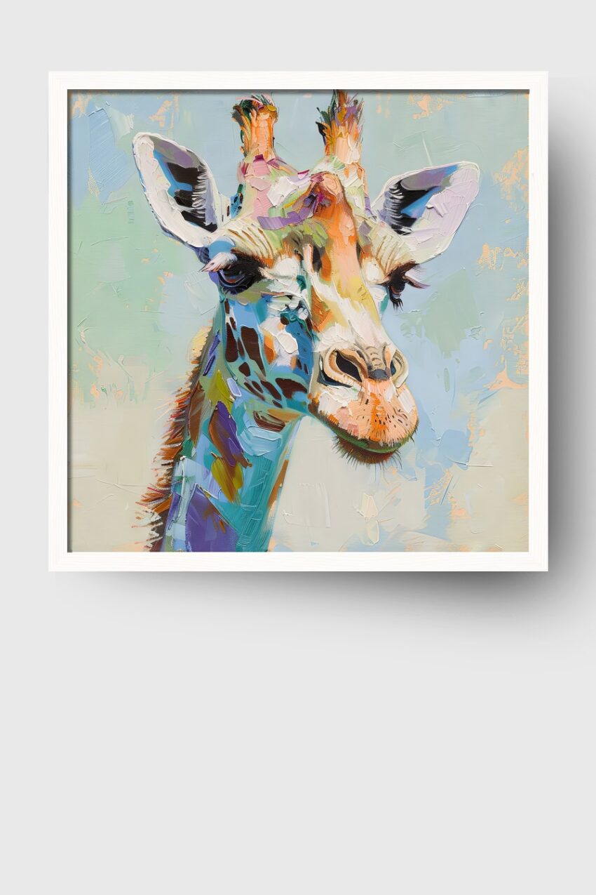 Illustration Poster Giraffe bunt farbig