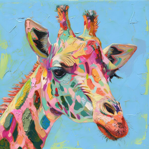 Bunte Giraffe Leinwandbild