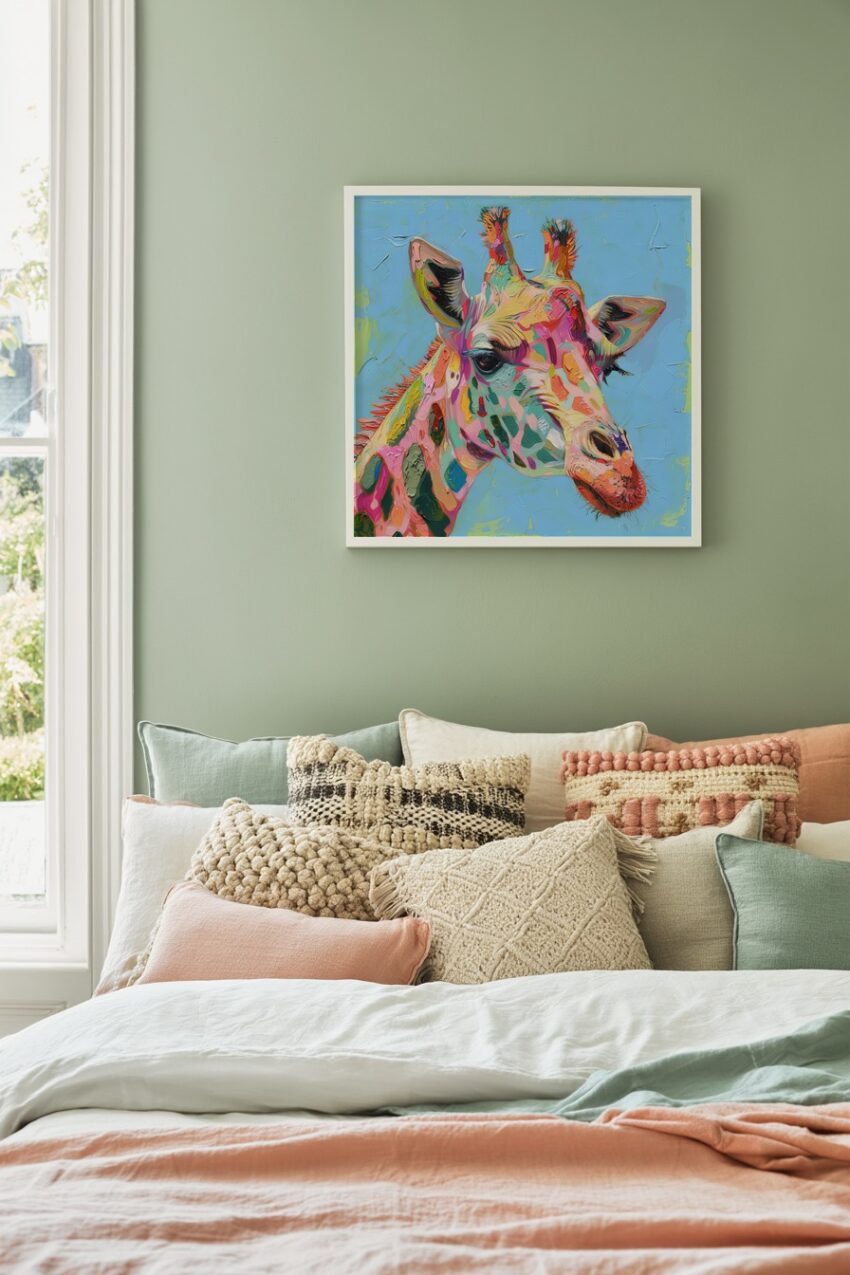 Digitale Kunst Poster Giraffe farbig bunt