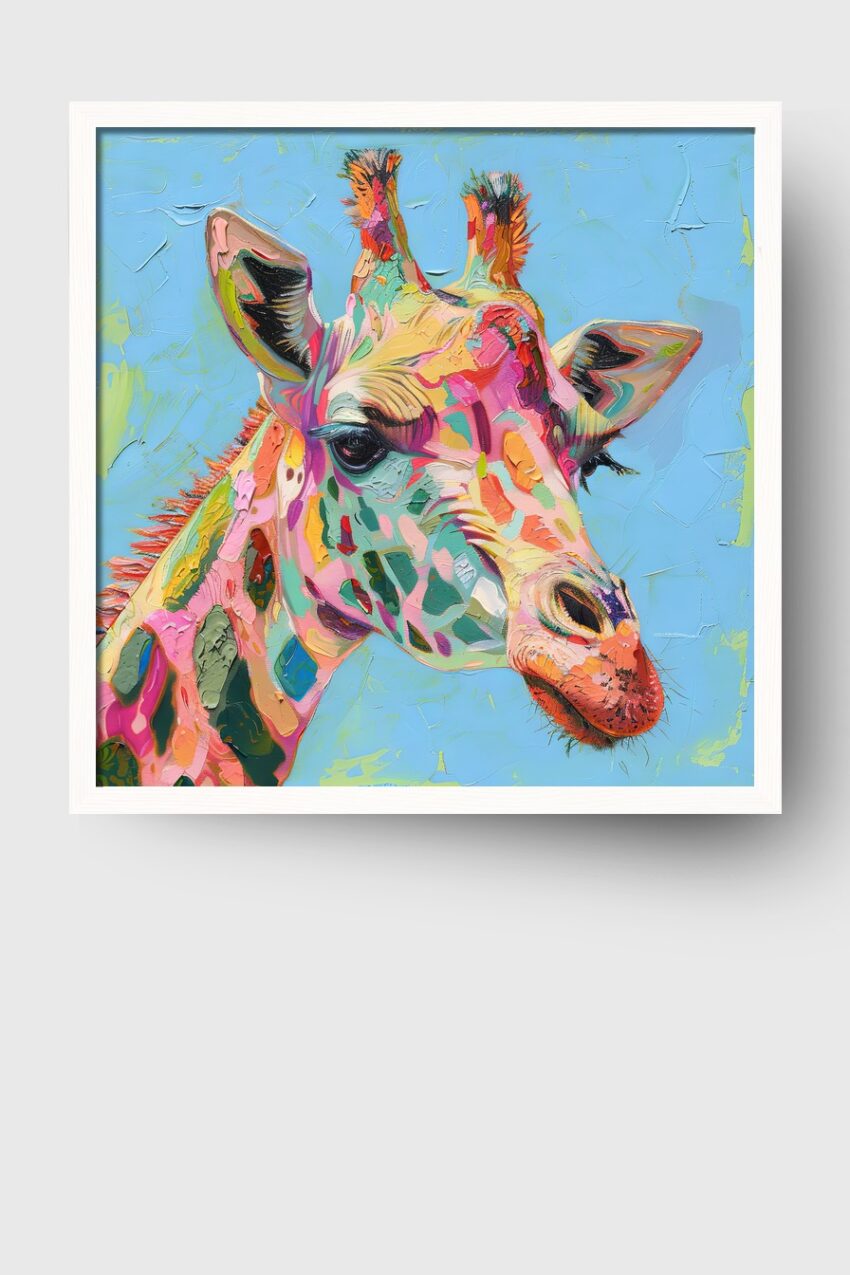 Digitale Kunst Poster Giraffe farbig bunt