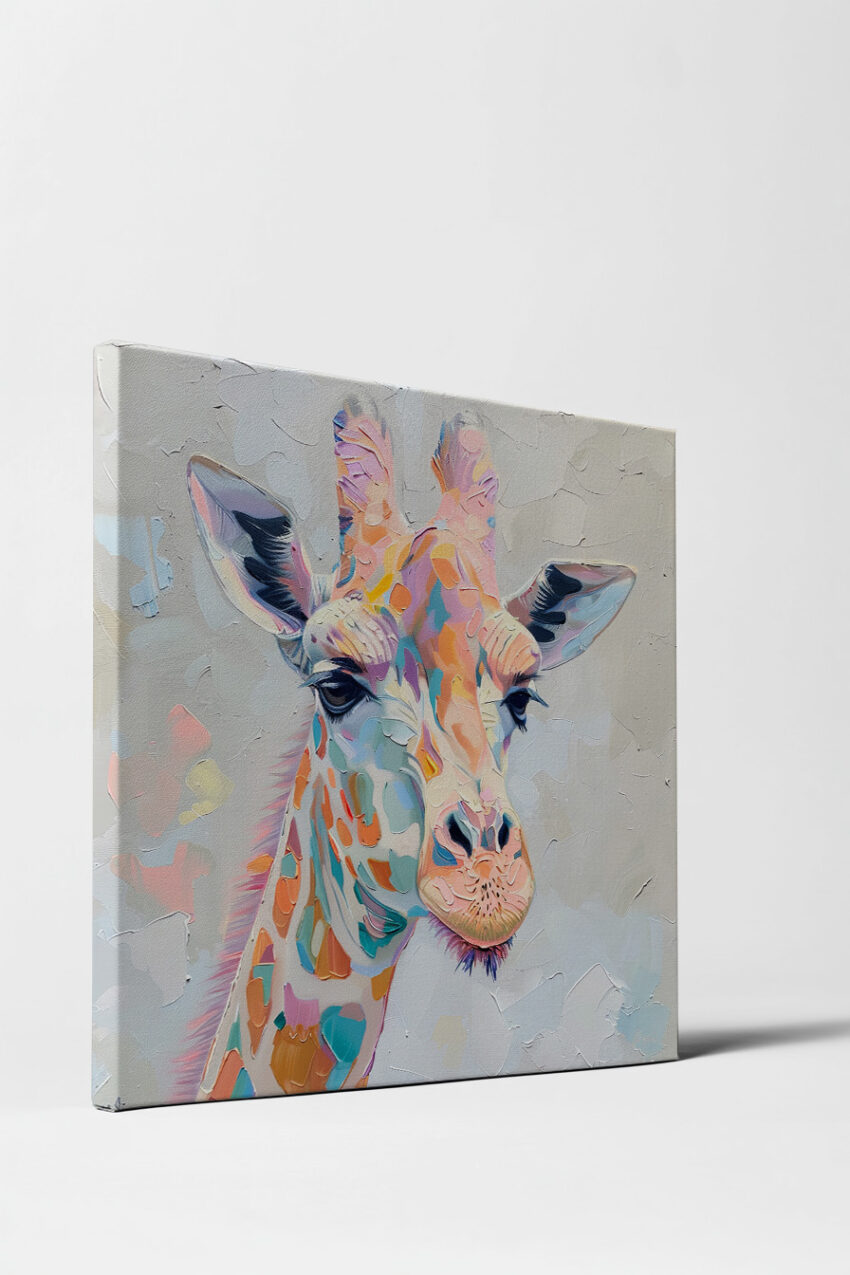 Ölgemälde Poster Giraffe bunt farbig Kopf