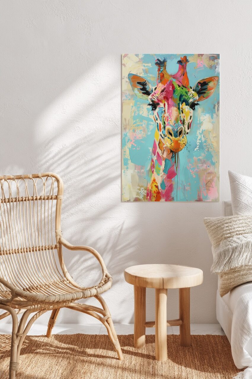 Digitale Kunst Poster Giraffe bunt farbenfroh