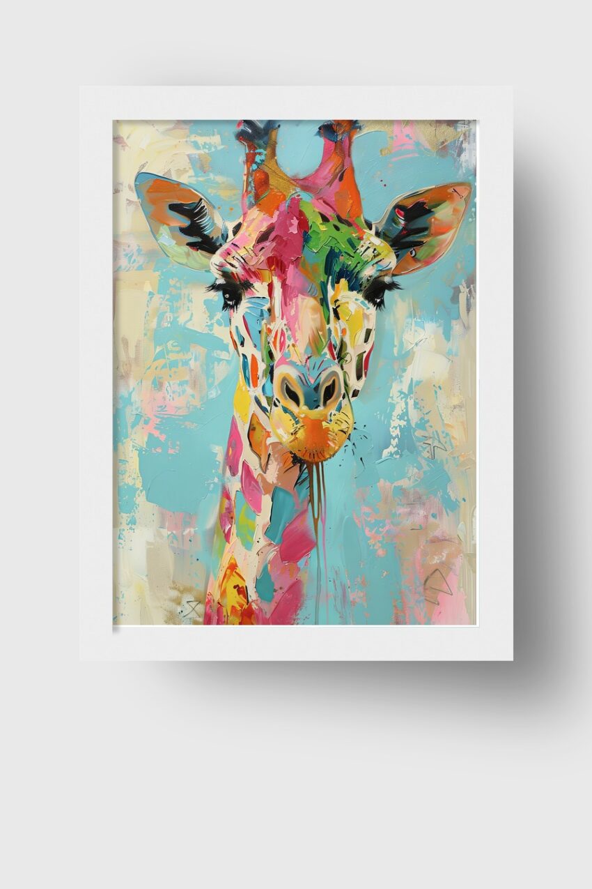 Digitale Kunst Poster Giraffe bunt farbenfroh