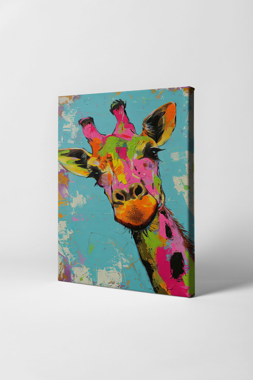 Grafik Poster Giraffe farbenfroh bunt hellblau