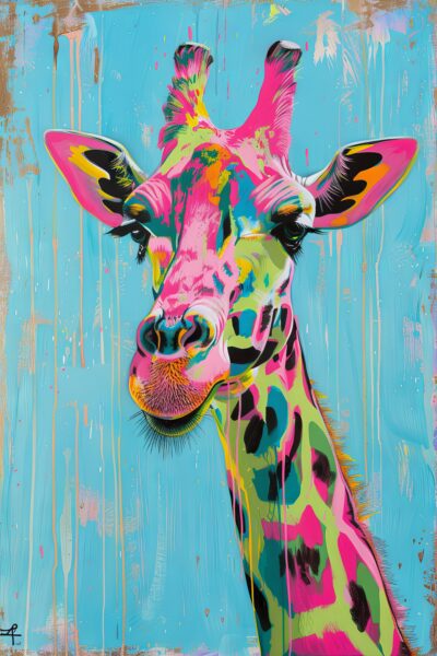 Giraffe farbig Leinwandbild