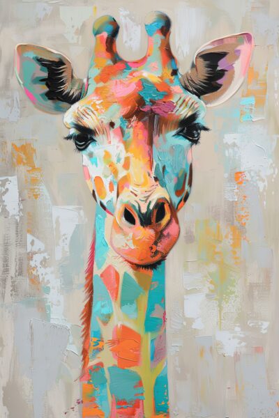 Giraffenportrait farbig Poster
