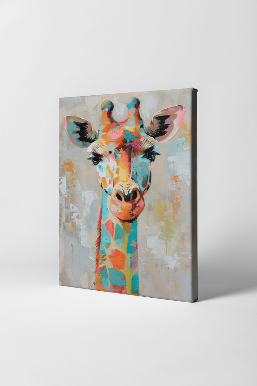 Digitale Kunst Poster Giraffe farbig bunt