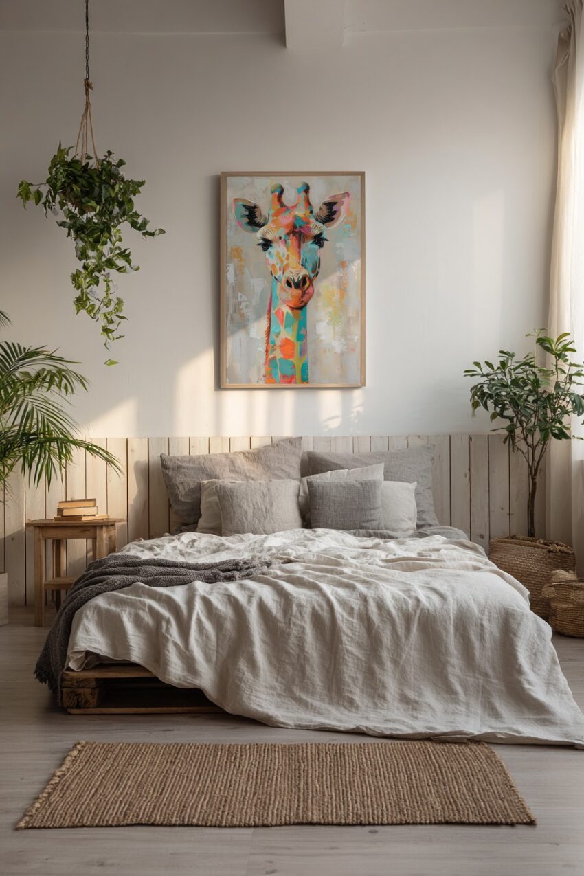 Digitale Kunst Poster Giraffe farbig bunt