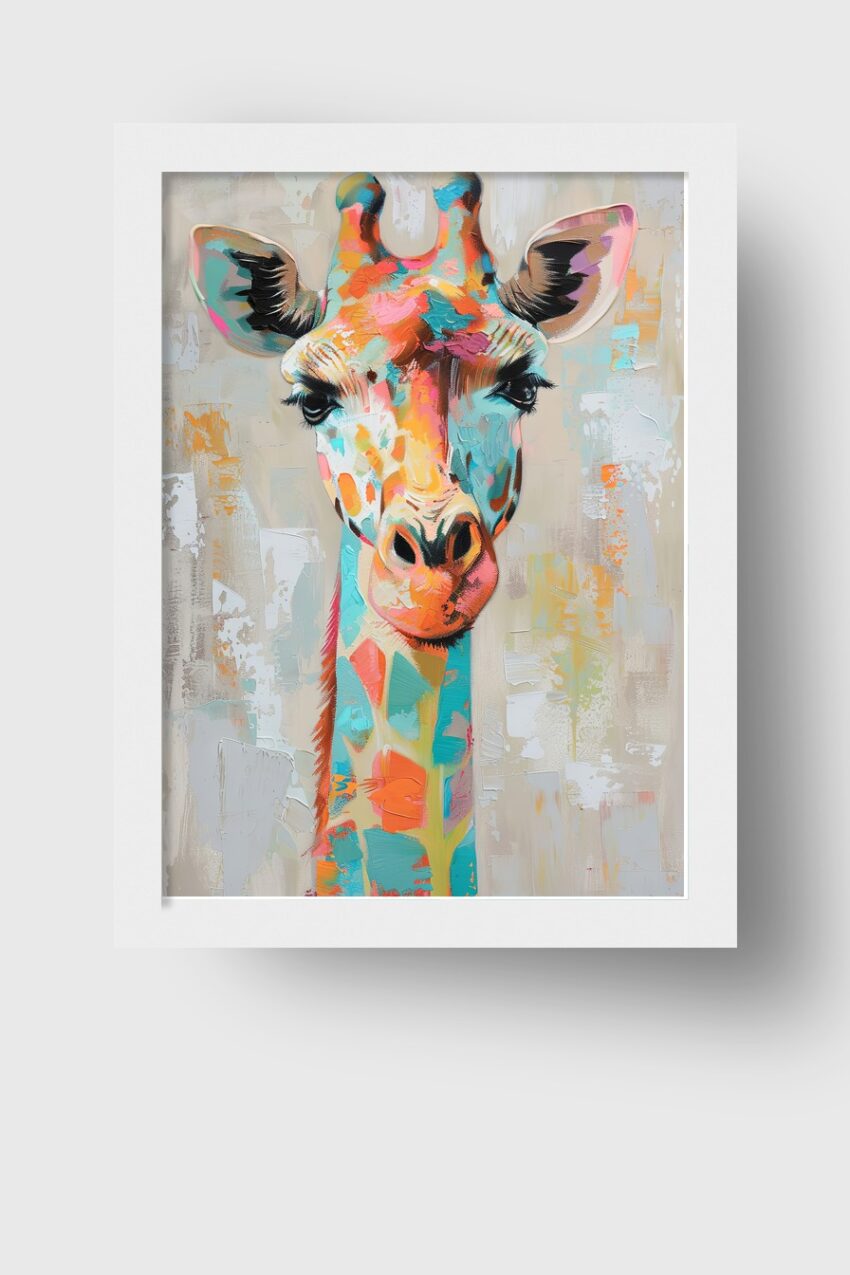 Digitale Kunst Poster Giraffe farbig bunt