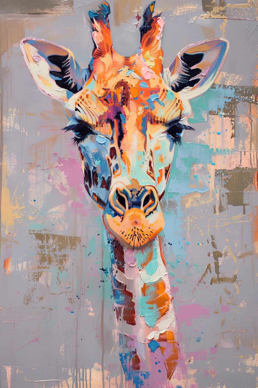 Digitale Kunst Poster Giraffe bunt farbig abstrakt