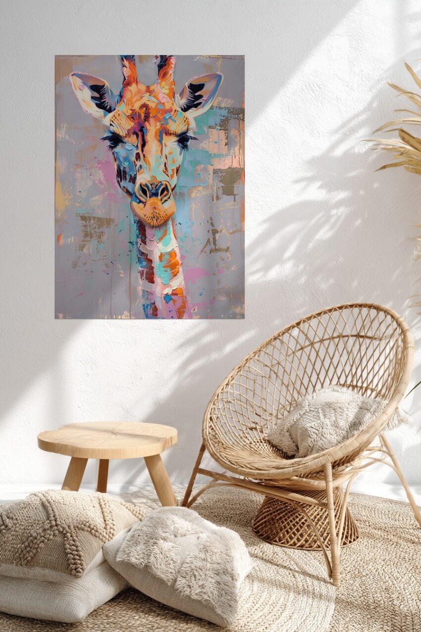 Digitale Kunst Poster Giraffe bunt farbig abstrakt