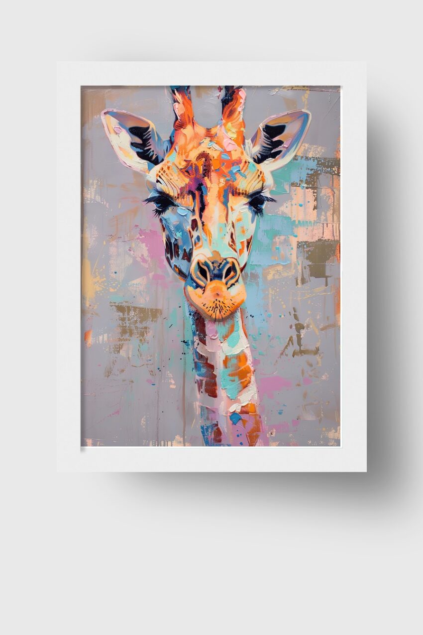 Digitale Kunst Poster Giraffe bunt farbig abstrakt